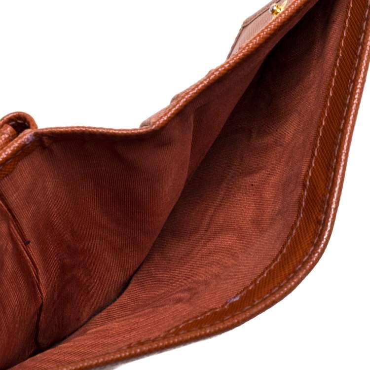 Pre Owned Prada Hazelnut Saffiano Lux Leather Bi-Fold Wallet