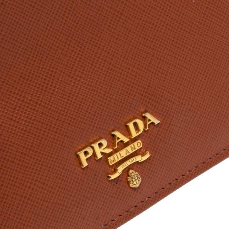 Pre Owned Prada Hazelnut Saffiano Lux Leather Bi-Fold Wallet