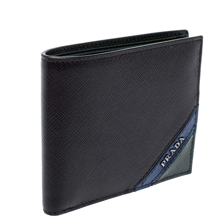 Pre Owned Prada Tri Color Saffiano Leather Bifold Wallet