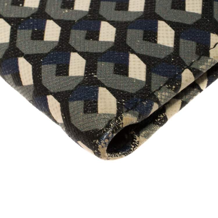Pre Owned Prada Muliticolor Octagon Print Leather Bifold Wallet