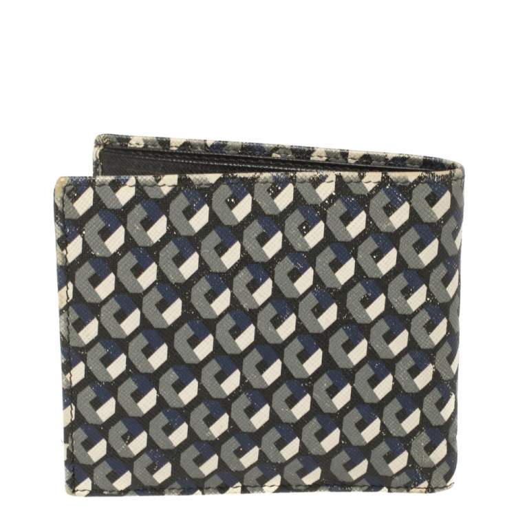 Pre Owned Prada Muliticolor Octagon Print Leather Bifold Wallet