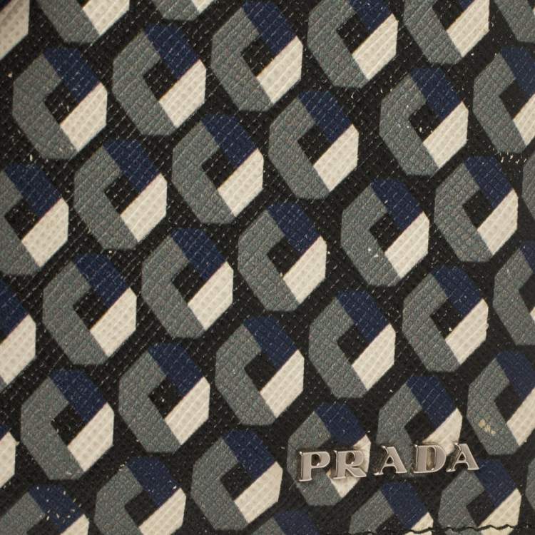 Pre Owned Prada Muliticolor Octagon Print Leather Bifold Wallet