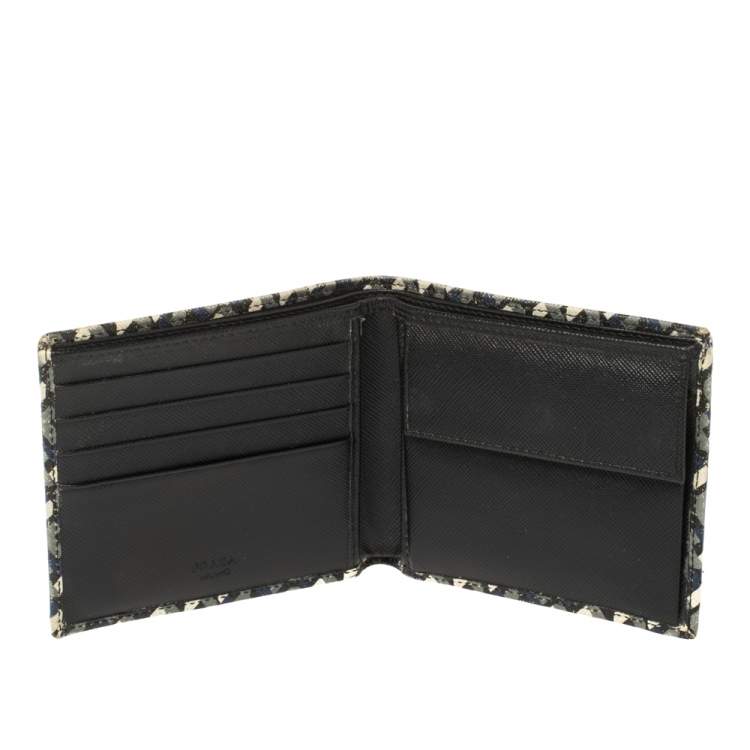 Pre Owned Prada Muliticolor Octagon Print Leather Bifold Wallet