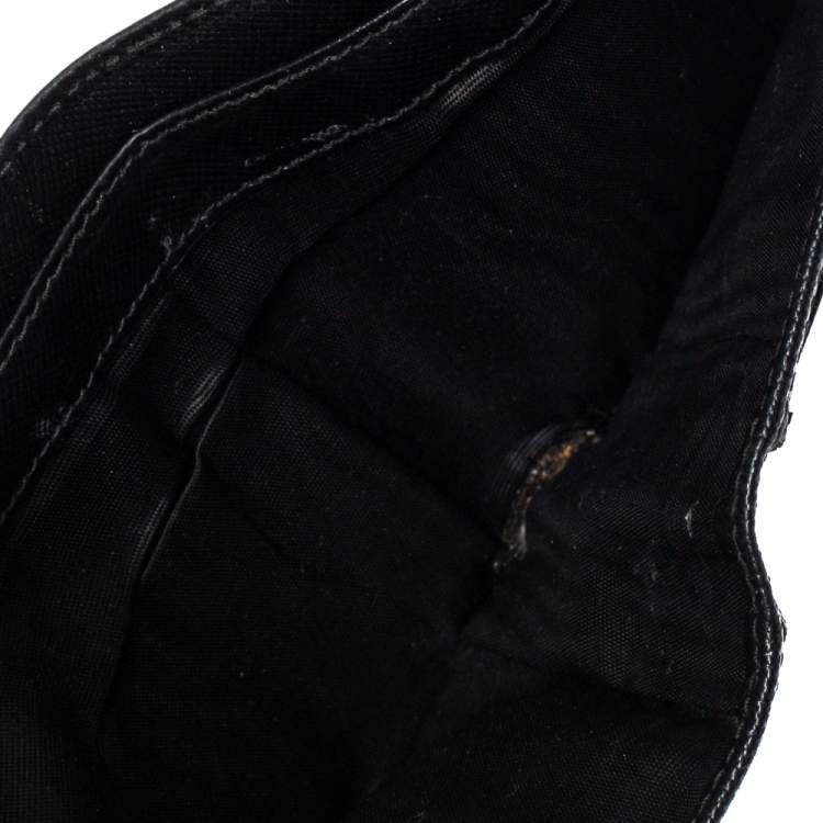Pre Owned Prada Black Leather Bifold Wallet