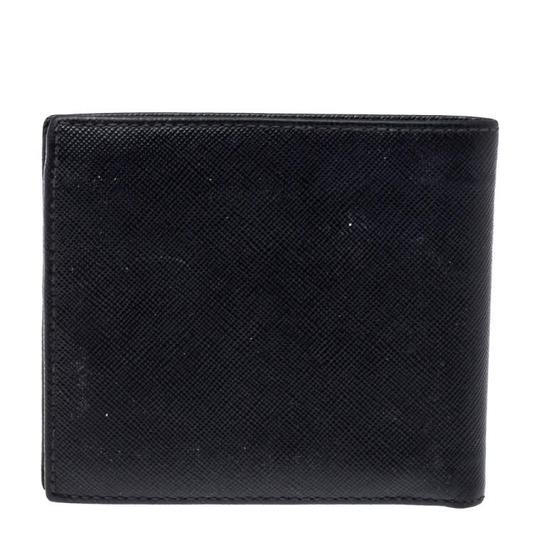 Pre Owned Prada Black Leather Bifold Wallet