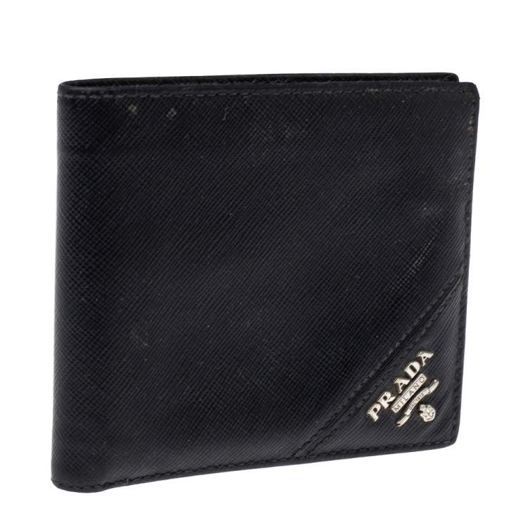 Pre Owned Prada Black Leather Bifold Wallet