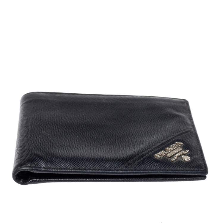 Pre Owned Prada Black Leather Bifold Wallet