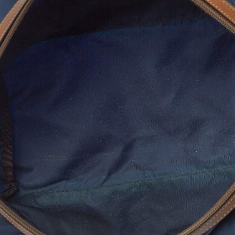 Pre Owned Prada Navy Blue/Brown Tessuto Nylon Wash Bag