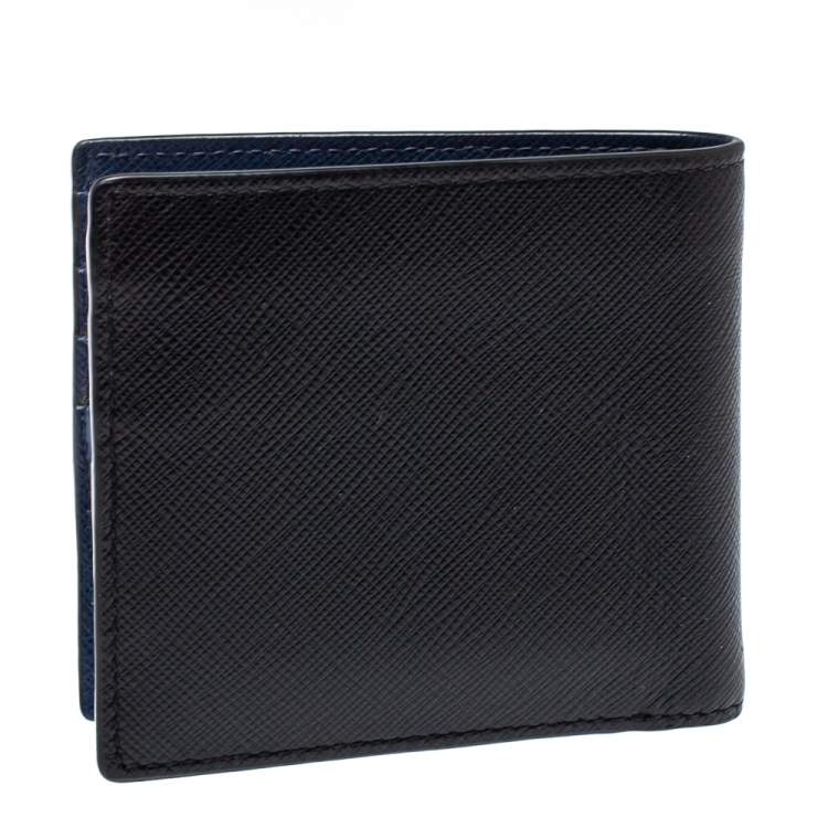 Pre Owned Prada Black Saffiano Leather Bifold Wallet