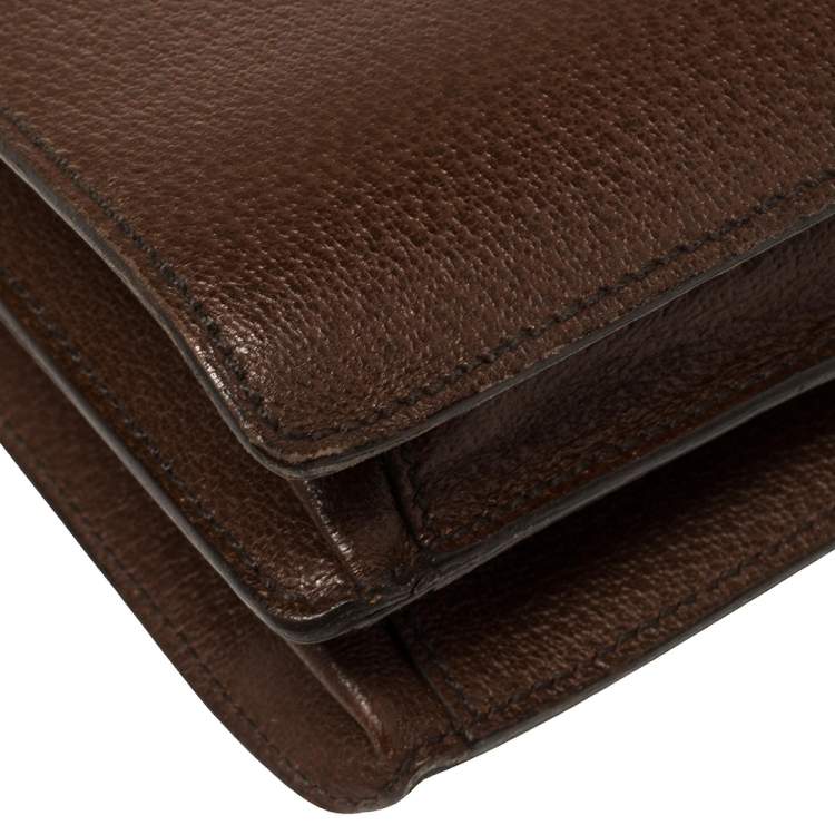 Pre Owned Prada Mocha Brown Leather Work Briefcase 