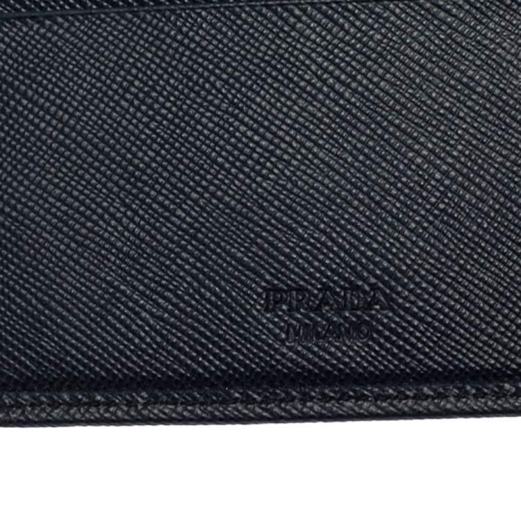 Pre Owned Prada Navy Blue Saffiano Lux Leather Money Clip Bifold Wallet