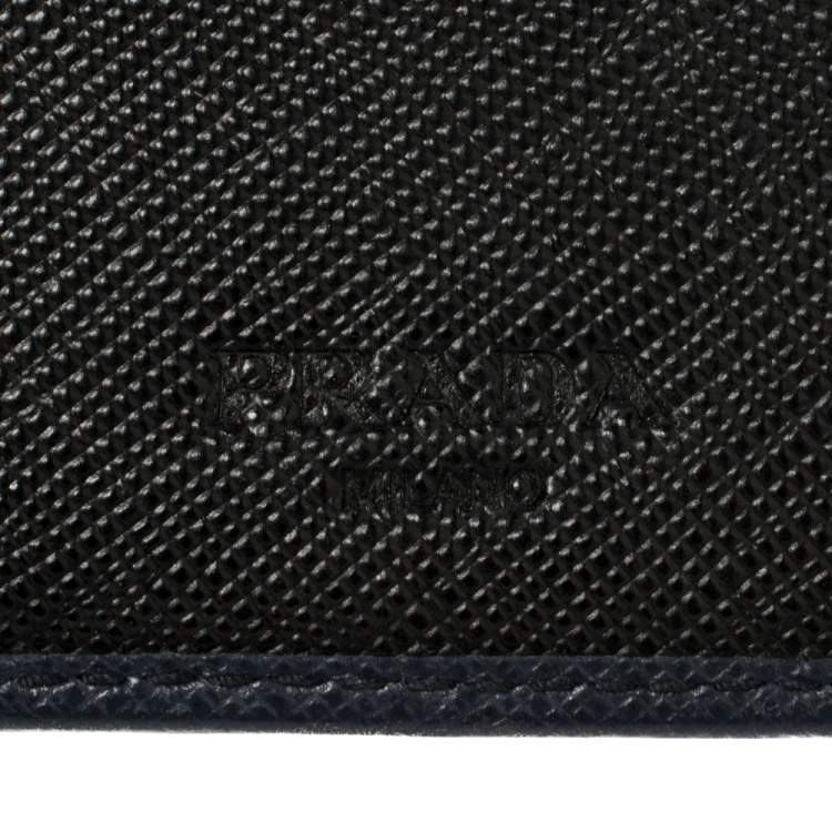 Pre Owned Prada Blue Saffiano Leather Bifold Wallet 