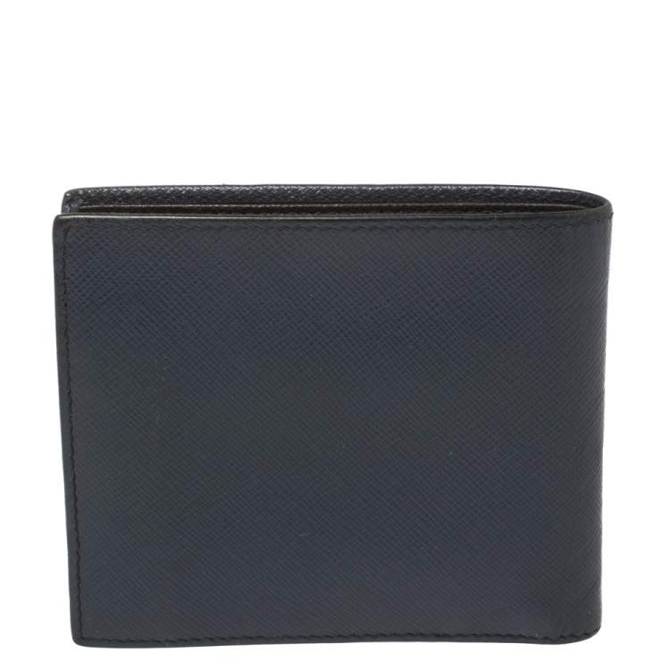Pre Owned Prada Blue Saffiano Leather Bifold Wallet 