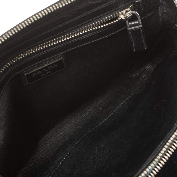 Pre Owned Prada Blue Camouflage Saffiano Lux Leather Travel Organizer