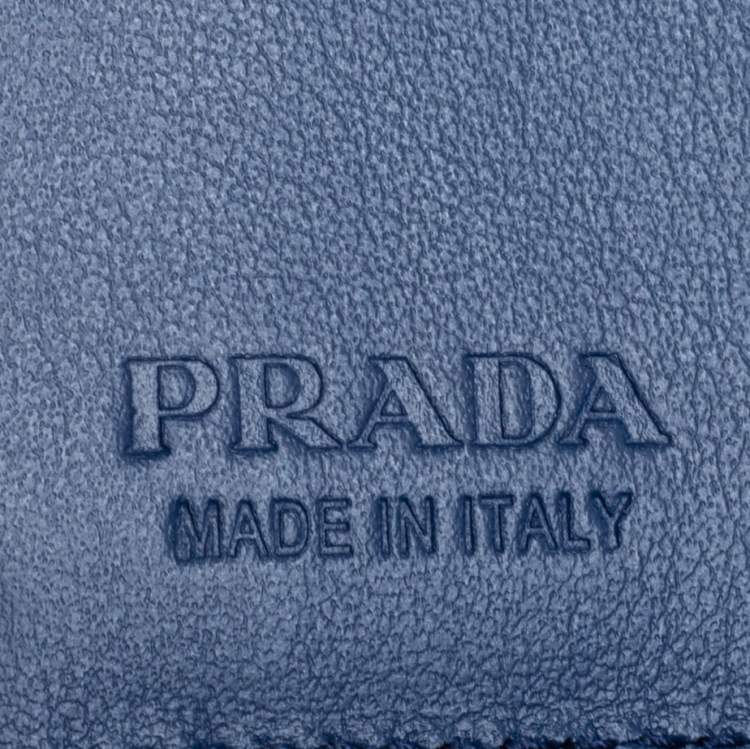 Pre Owned Prada Blue Ostrich Bifold Wallet