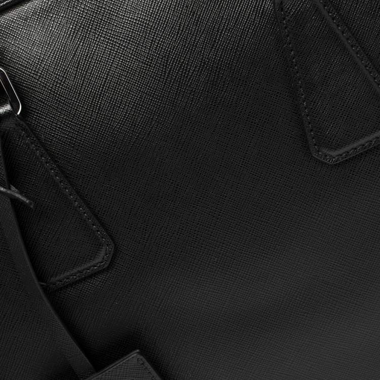 Pre Owned Prada Black Saffiano Leather Briefcase Laptop Bag