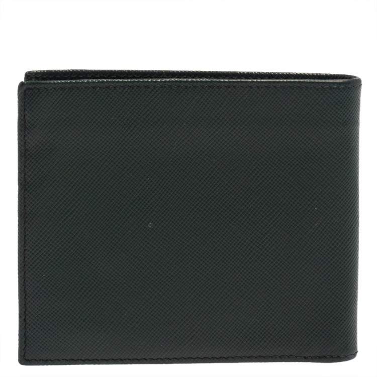 Pre Owned Prada Green Saffiano Lux Leather Bifold Wallet