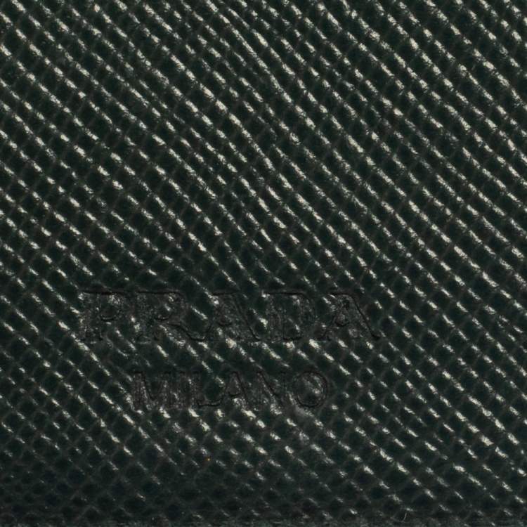Pre Owned Prada Green Saffiano Lux Leather Bifold Wallet