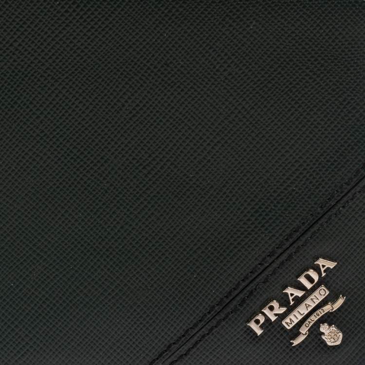 Pre Owned Prada Green Saffiano Lux Leather Bifold Wallet