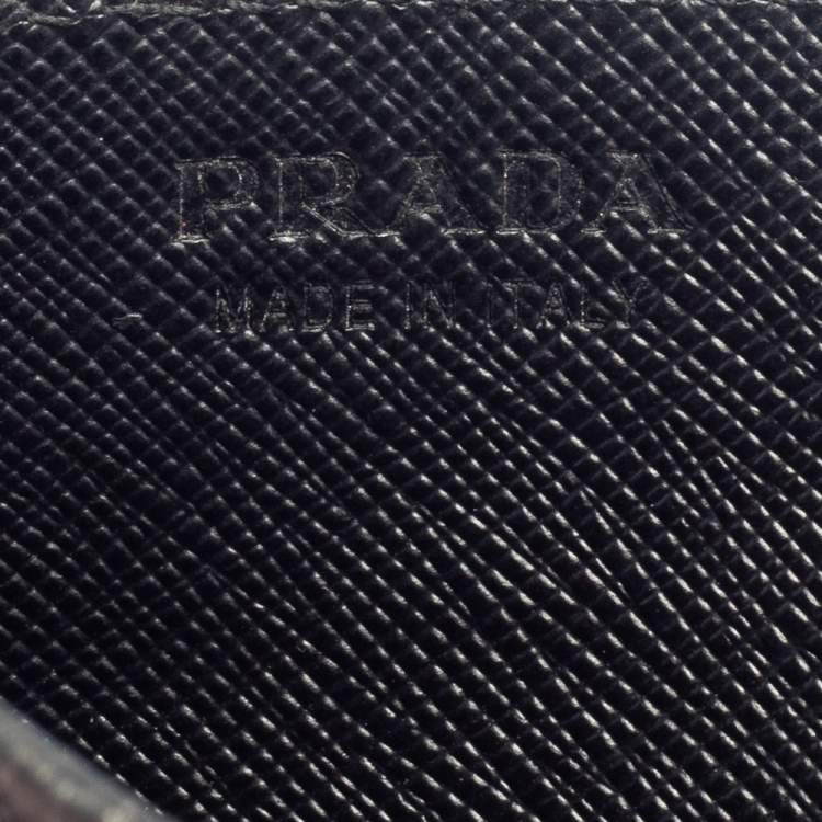 Pre Owned Prada Black/Navy Blue Saffiano Leather and Crocodile Card Holder