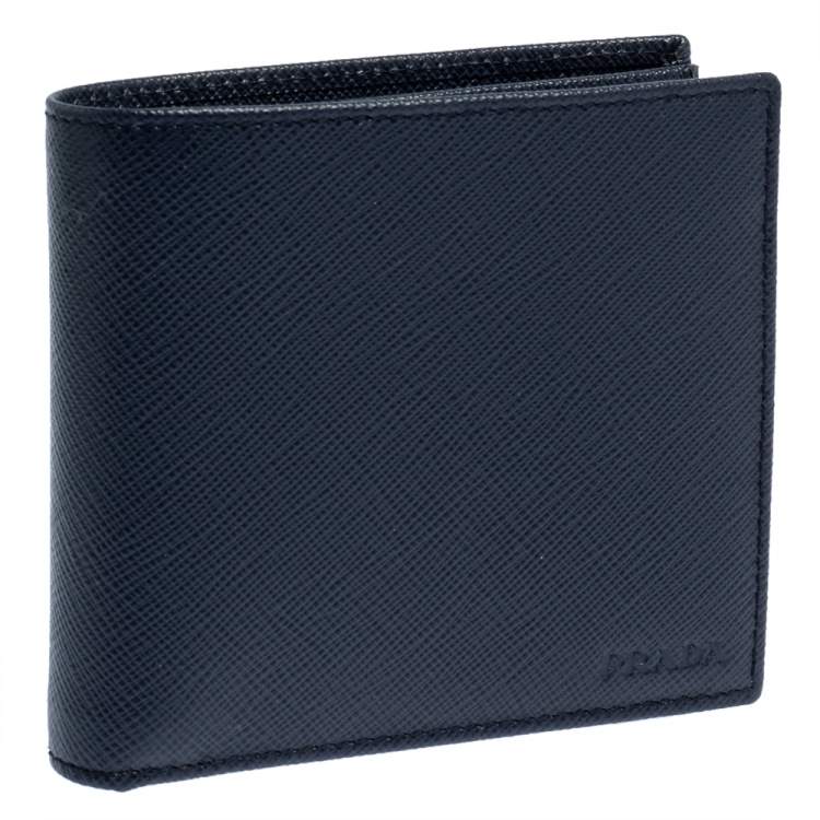 Pre Owned Prada Navy Blue Saffiano Lux Leather Bifold Wallet