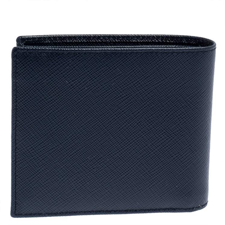 Pre Owned Prada Navy Blue Saffiano Lux Leather Bifold Wallet