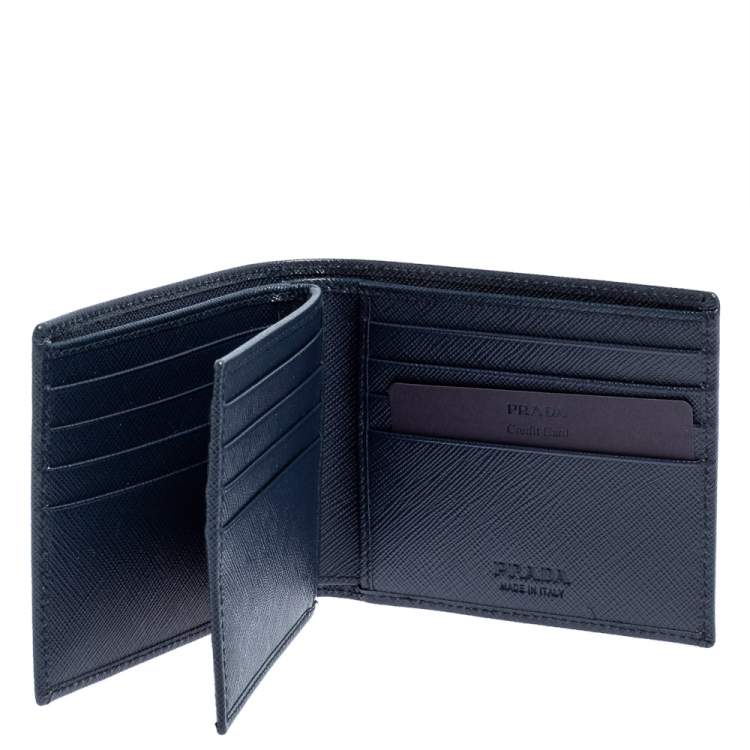 Pre Owned Prada Navy Blue Saffiano Lux Leather Bifold Wallet