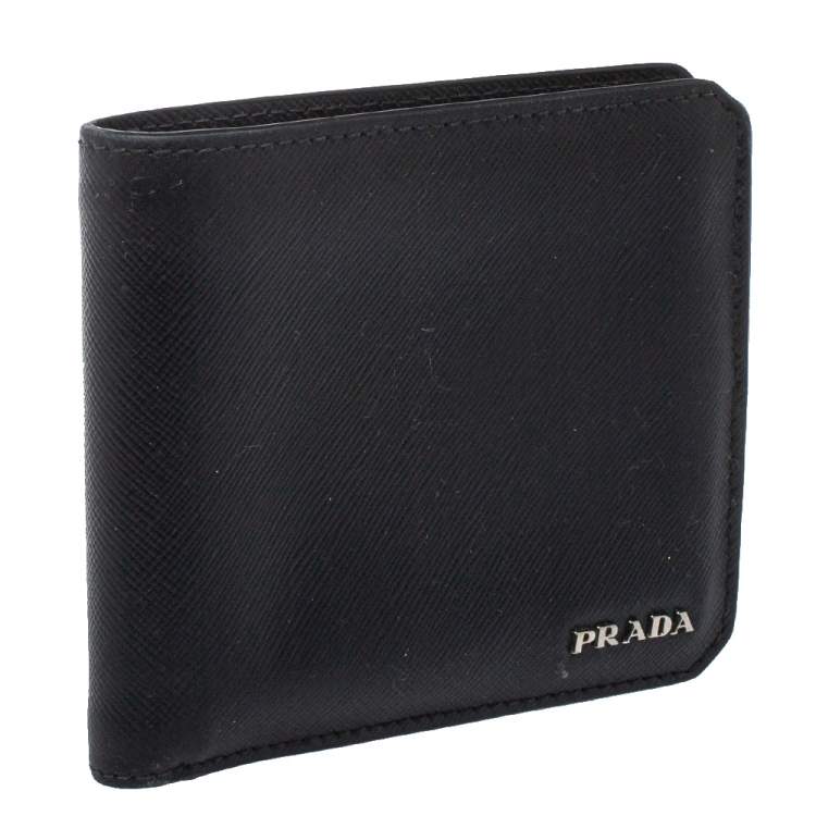 Pre Owned Prada Black Saffiano Leather Bifold Wallet