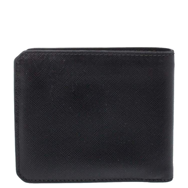 Pre Owned Prada Black Saffiano Leather Bifold Wallet