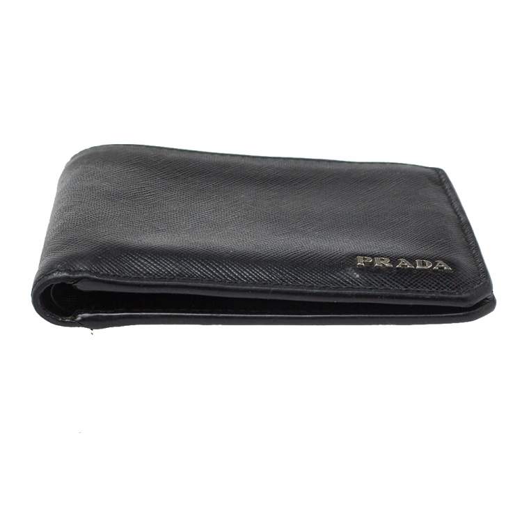 Pre Owned Prada Black Saffiano Leather Bifold Wallet