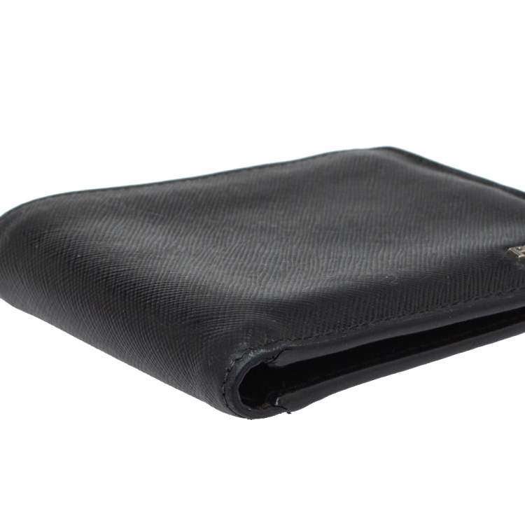 Pre Owned Prada Black Saffiano Leather Bifold Wallet