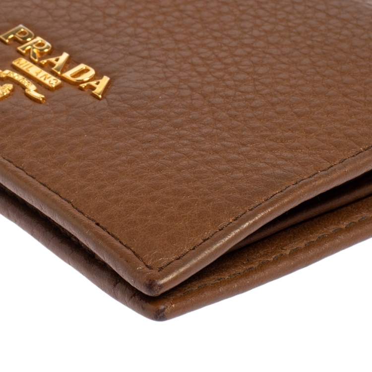 Pre Owned Prada Tan Leather Bifold Wallet