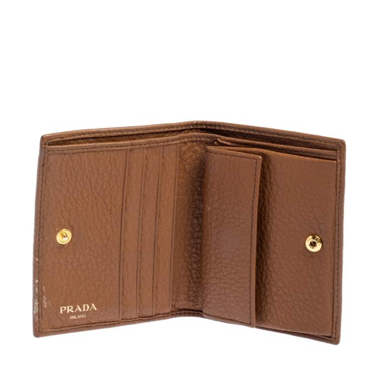 Pre Owned Prada Tan Leather Bifold Wallet