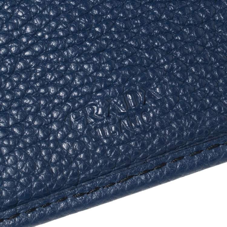 Pre Owned Prada Blue Leather Bifold Wallet 
