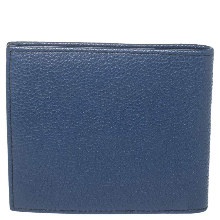 Pre Owned Prada Blue Leather Bifold Wallet 