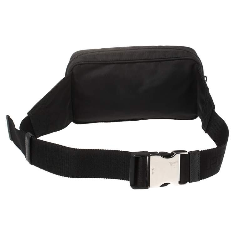 Pre Owned Prada Black Nylon Front Pocket Belt Bag