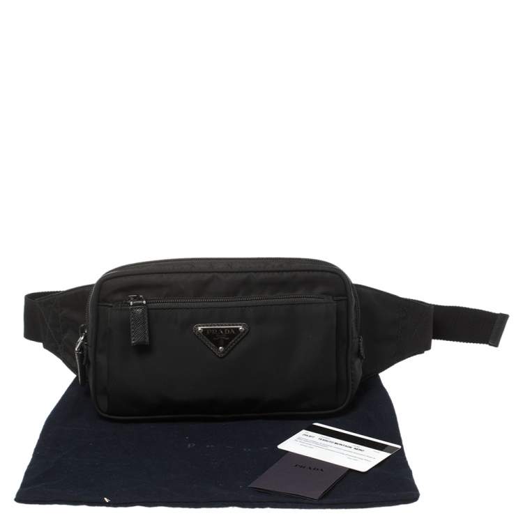 Pre Owned Prada Black Nylon Front Pocket Belt Bag