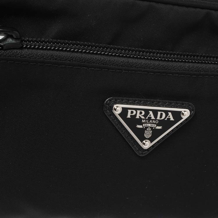 Pre Owned Prada Black Nylon Front Pocket Belt Bag