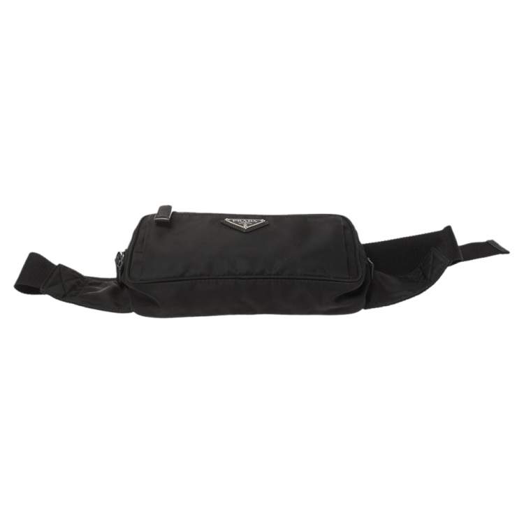 Pre Owned Prada Black Nylon Front Pocket Belt Bag