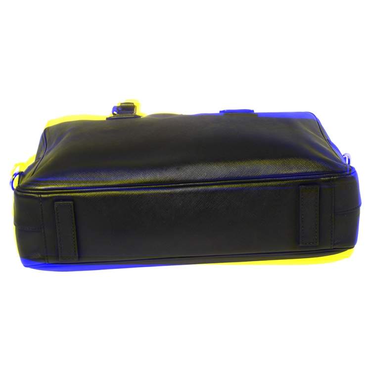 Pre Owned Prada Black Saffiano Leather Briefcase Laptop Bag