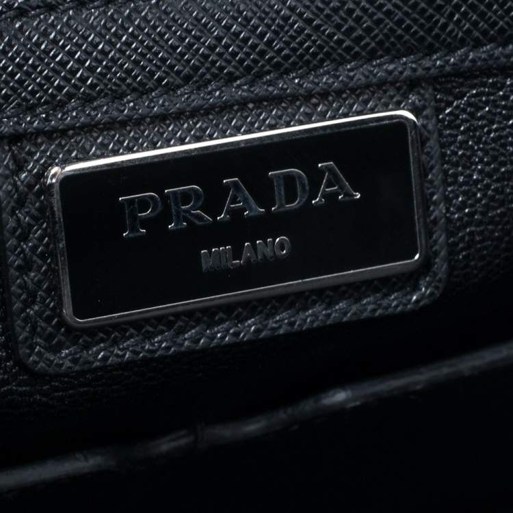 Pre Owned Prada Black Saffiano Leather Briefcase Laptop Bag