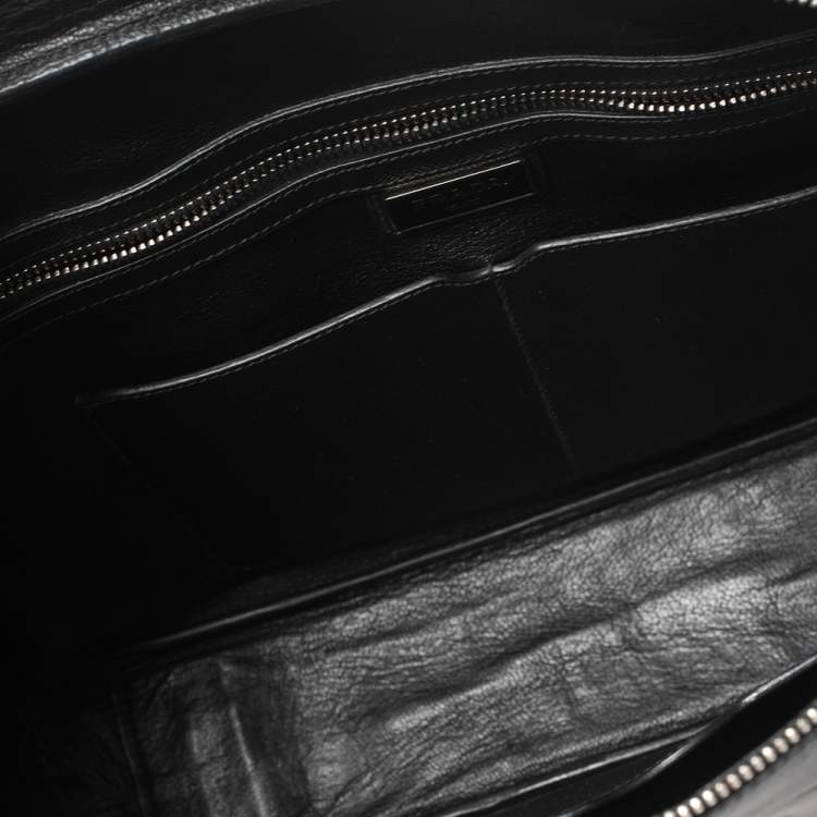 Pre Owned Prada Black Saffiano Leather Briefcase Laptop Bag