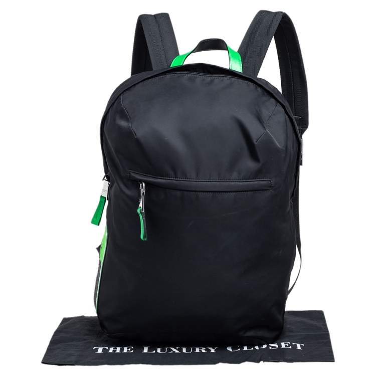 Pre Owned Prada Black/Green Nylon Fluo Backpack