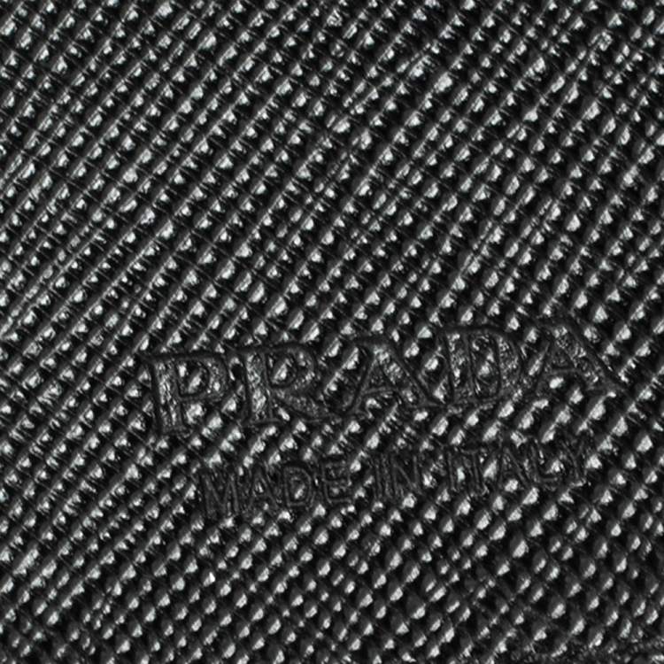 Pre Owned Prada Grey/Black Saffiano Leather Card Holder