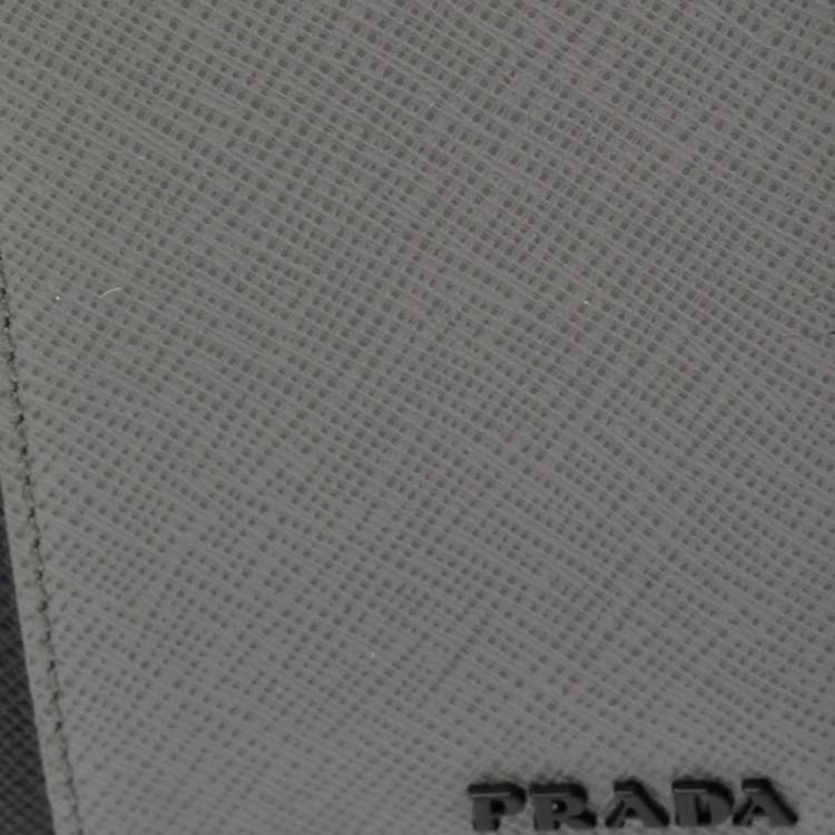 Pre Owned Prada Grey/Black Saffiano Leather Card Holder