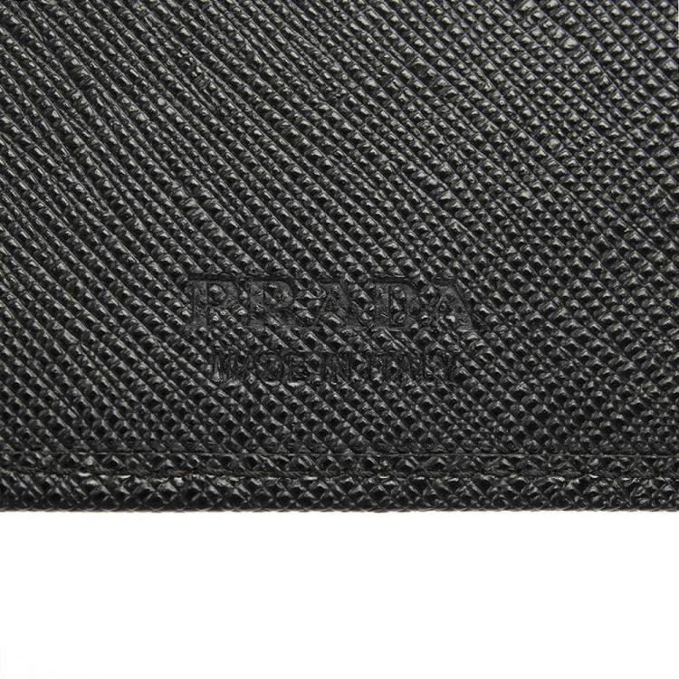Pre Owned Prada Black Calfskin Leather Saffiano Bi-fold Wallet