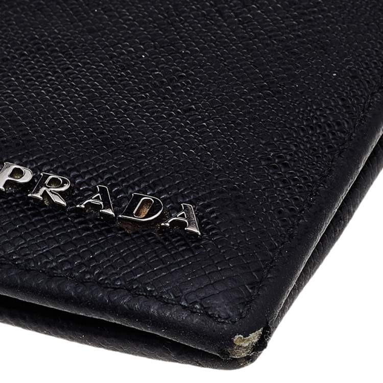 Pre Owned Prada Black Saffiano Leather Bifold Wallet  