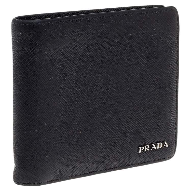 Pre Owned Prada Black Saffiano Leather Bifold Wallet  