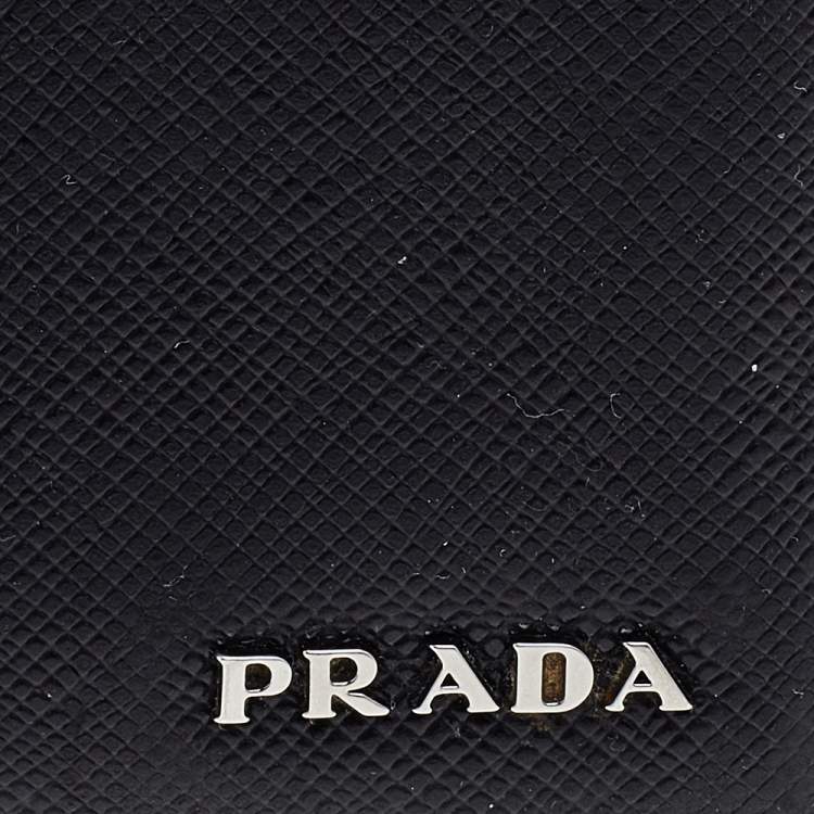 Pre Owned Prada Black Saffiano Leather Bifold Wallet  