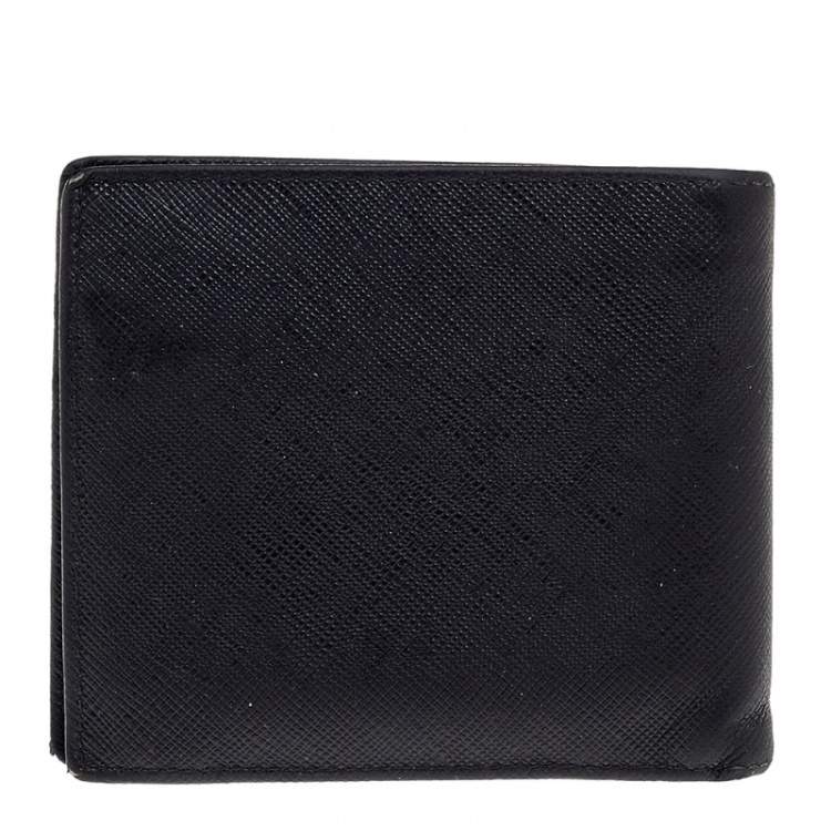 Pre Owned Prada Black Saffiano Leather Bifold Wallet  